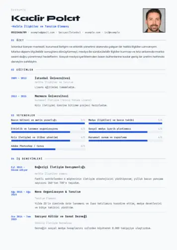 Halkla İlişkiler Cv Örnekleri cv indir